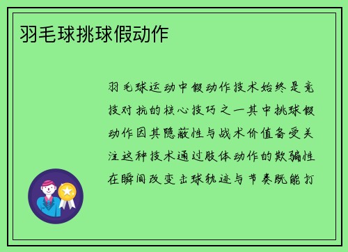 羽毛球挑球假动作